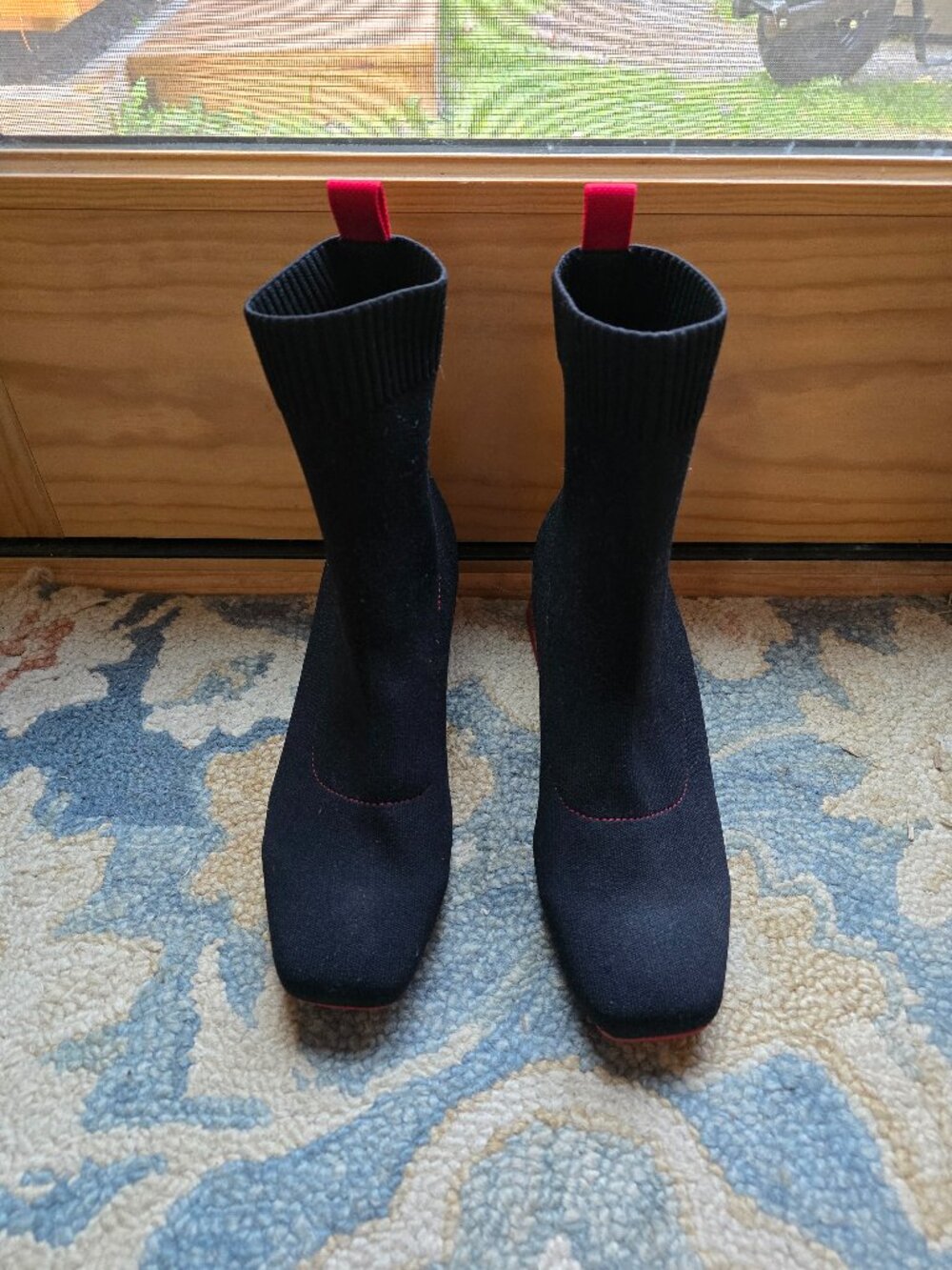 VIVAIA Regina Pro Square-Toe Water-Repellent Knit Block Heel Boots